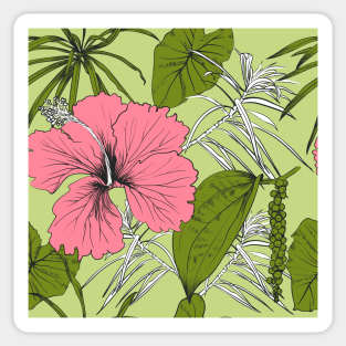 Tropical exotic flowers and leaves Sticker